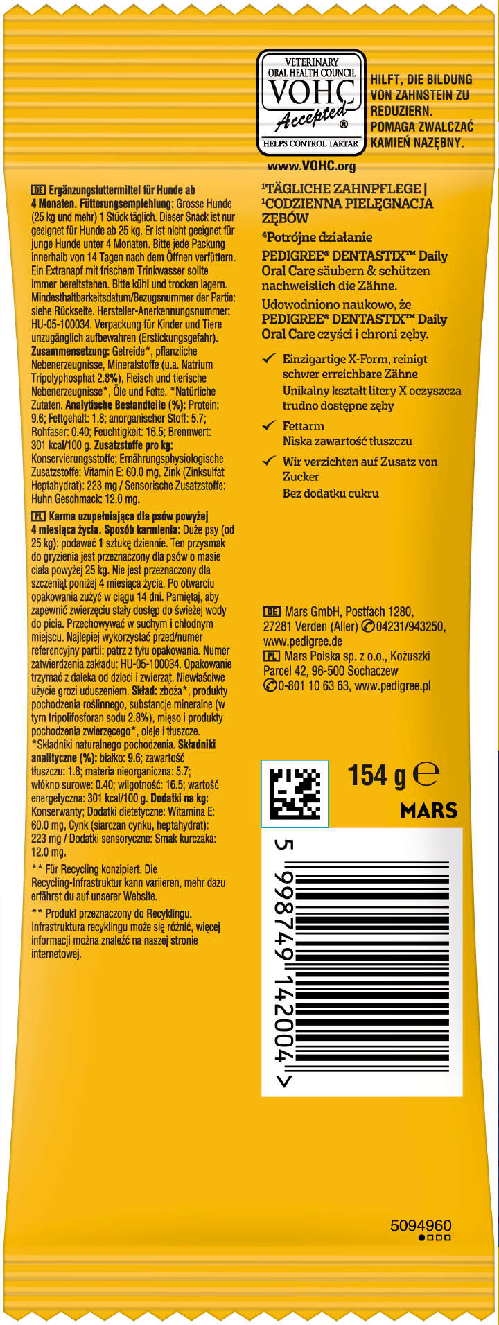 Pedigree Hundeleckerli DentaStix Daily Oral Care für große Hunde